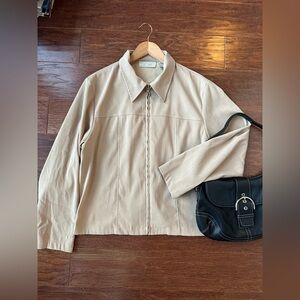Vintage Suede like khaki color lightweight jacket. Perfect for fall!